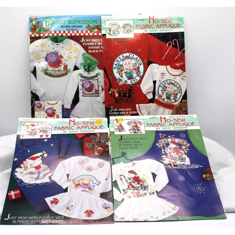 90s Christmas No-Sew Fabric Applique Daisy Kingdom Lot Of 4 VTG Designs‎